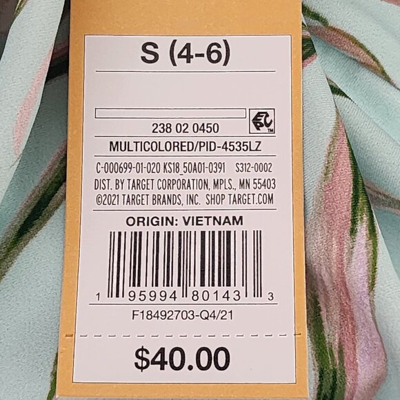 Kona Sol Sea Blue Pink Floral Lined High Coverage One Piece Bathing Suit SM 4-6 - Picture 16 of 16